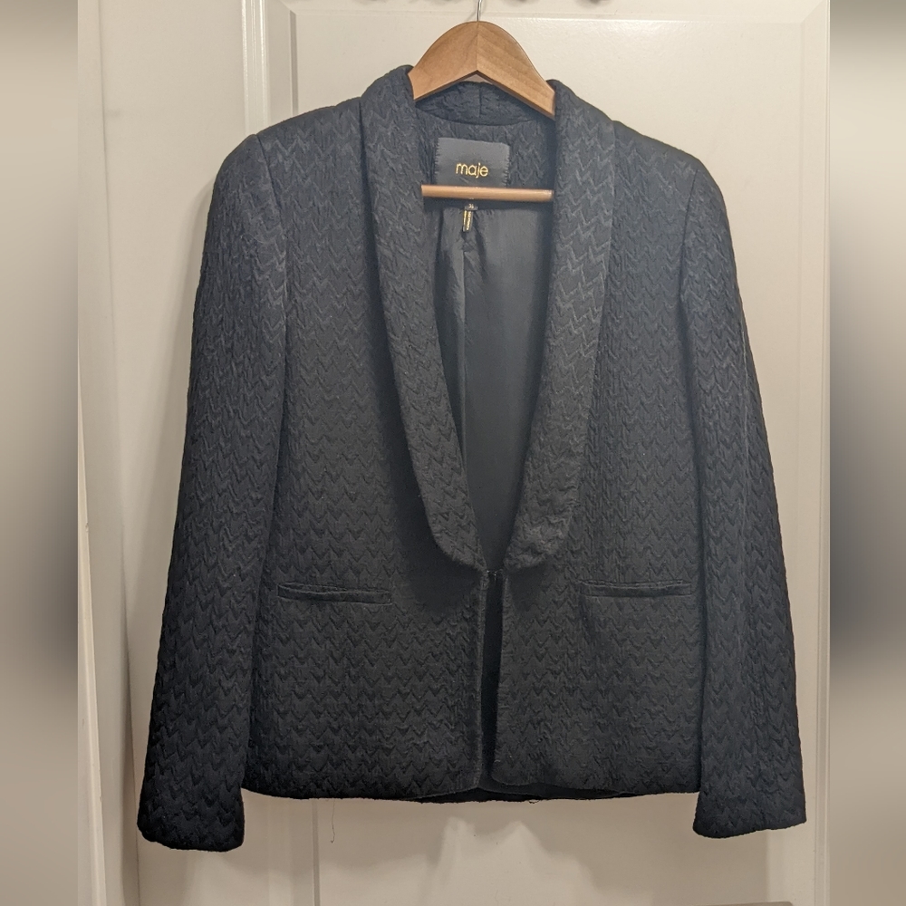 Maje size 38 / M cotton silk blend blazer jacket with shawl collar